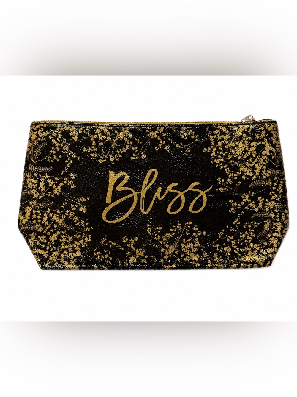 Papaya Art Bliss Gold Floral Patent Cosmetic Bag